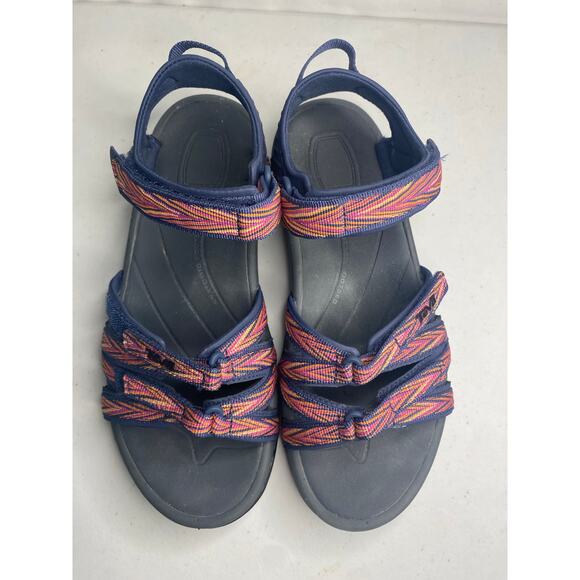 Womens Teva Tirra Sandals Strappy Open Toe Blue Red Slingback Sport Hiking 8 - Picture 3 of 12